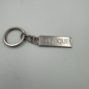 CLINIQUE Keychain Key Tag Chrome Silver Tone